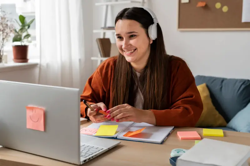 A student in a one-to-one online IB lesson